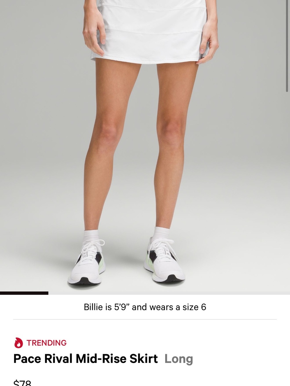 lululemon athletica White Pace Rival Mid-Rise Skirt